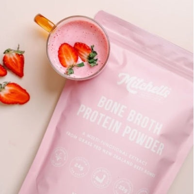 Mitchells Bone Broth Protein Strawberry 500g powder product image
