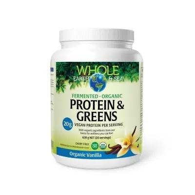 Whole Earth & Sea Fermented Organic Protein & Greens Vanilla 20 g Vegan Protein Per Serving Protein Powder (630 g)