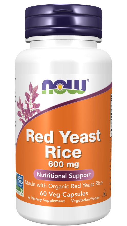 now Red Yeast Rice 600 mg 60 Veg Capsules 120 issues,Now Products,Now supplements,Now Vitamins