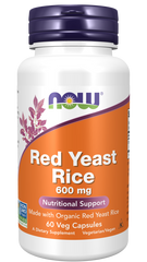 now Red Yeast Rice 600 mg 60 Veg Capsules 120 issues,Now Products,Now supplements,Now Vitamins