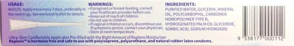 Replens Long Lasting Vaginal Moisturiser 3 Applicators issues