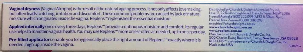 Replens Long Lasting Vaginal Moisturiser 3 Applicators issues