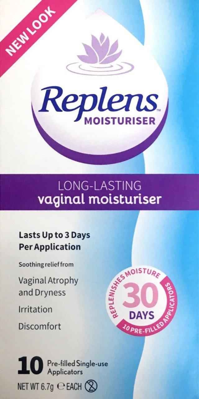 Replens Vaginal Moisturiser, 10 applicators for dryness relief, long-lasting hydration.