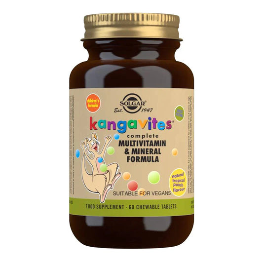 Solgar  kangavities tropical punch complete multivitamin and mineral formula 120 chewable tablets