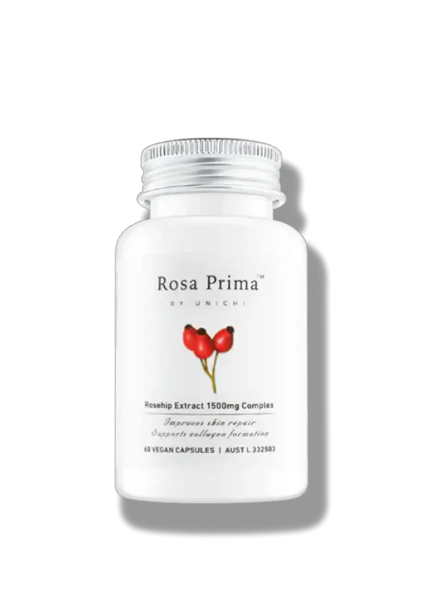 Unichi Rosa Prima Rosehip Extract 1500mg Supports Skin Health Capsules 60 Count