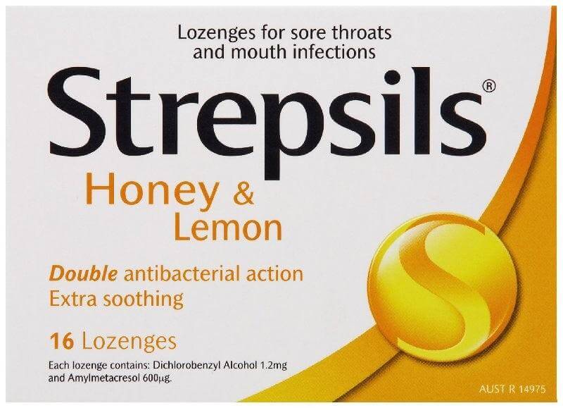 Strepsils Lozenges Lemon And Honey 16 issues,sore throat,sore throat lozenges,strepsils,strepsils plus lozenges,stresils