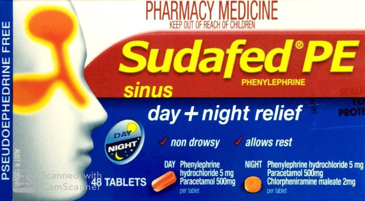 Sudafed PE Sinus Day Plus Night Relief 48 Tablets allergy,codral,cold,cough,fever,flu,issues,Sudafed,sudafed pe