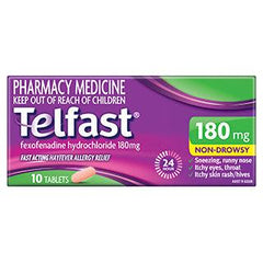 Telfast 180mg 10 Tablets anti histamine,issues,non drowsy anti histamine,telfast