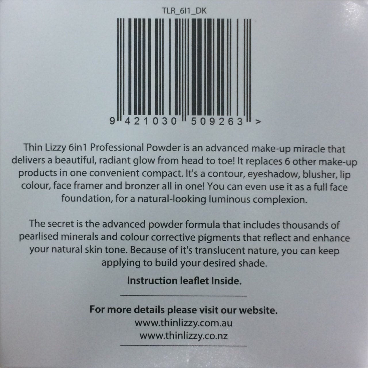 Thin Lizzy Pressed Powder 6-in-1 Professional Makeup 10g - Flawless Finish 6-in-1 Makeup,Flawless Finish Powder,optimized,Professional Makeup 10g,Thin Lizzy Pressed Powder