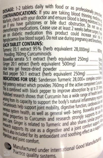 Sanderson Turmeric 28,000+ complex 60 Tablets general well being,issues,joint mobility,Sanderson,Sanderson turmeric,turmeric
