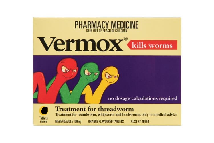 Vermox Orange Tablets 100mg 4 chewables,issues,mebendazole,thread worm,vermox,vermox orange flavour