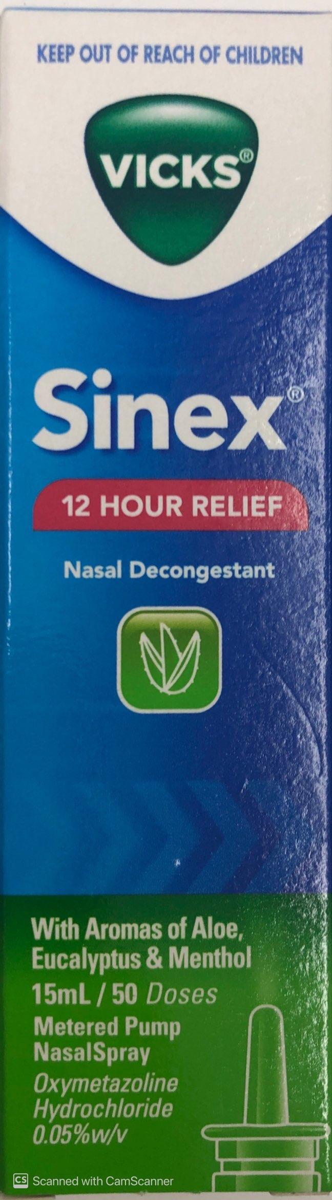 Vicks Sinex Nasal spray 15ml blocked nose,issues,otrivin,vicks,vicks sinex spray