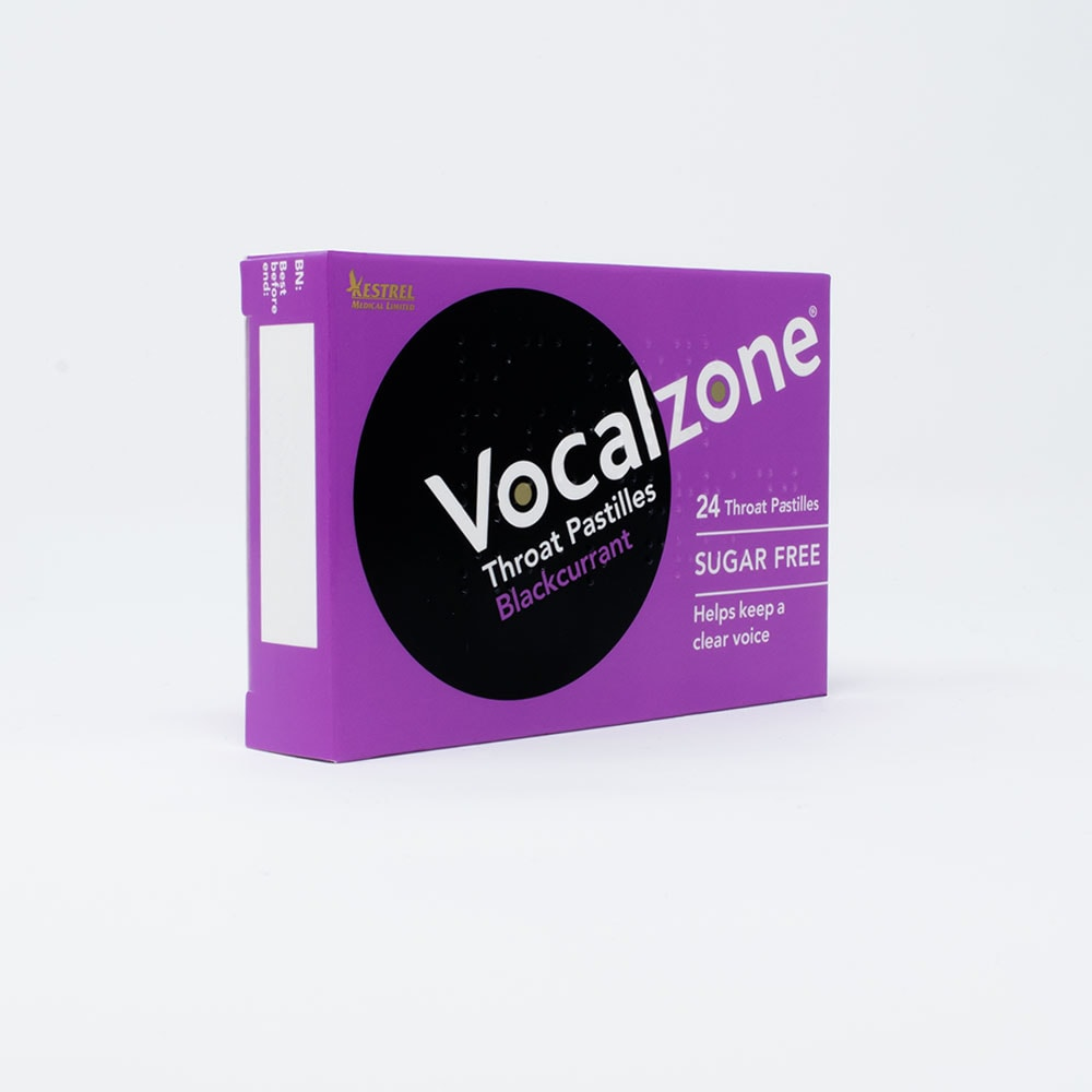 Vocalzone Throat Pastilles Sugarfree Blackcurrant for Soothing Relief - 24 Pack blackcurrant pastilles,optimized,soothing throat lozenges,sugar-free throat relief,Vocalzone Throat Pastilles