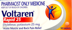 Voltaren Rapid 25 Tablets - Diclofenac Potassium 25mg, 30 Tablets, Pharmacist Only Medicine 25mg Tablets,Anti-Inflammatory Medication,Diclofenac Potassium,Fast Acting Pain Relief,optimized,Pain Relief Tablets,Pharmacist Only Medicine,Prescription Pain Man
