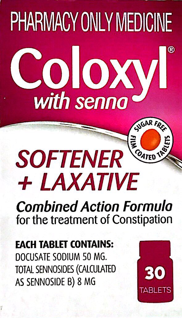 Coloxyl with senna - Softener + Laxative combined formula 30 tablets - DominionRoadPharmacy