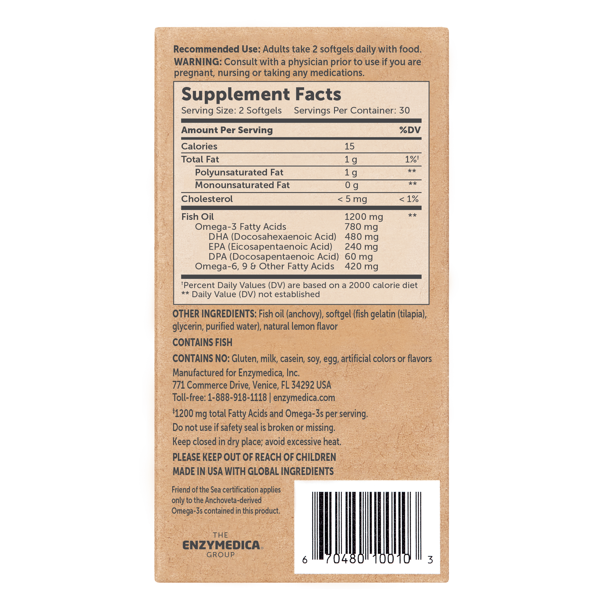 Enzymedica Aqua Biome Fish Oil Classic Strength 60 softgels