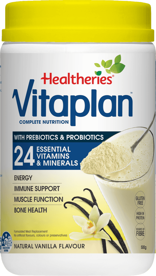 Healtheries Vitaplan with Pre &amp; Probiotics Vanilla Flavour 500gm