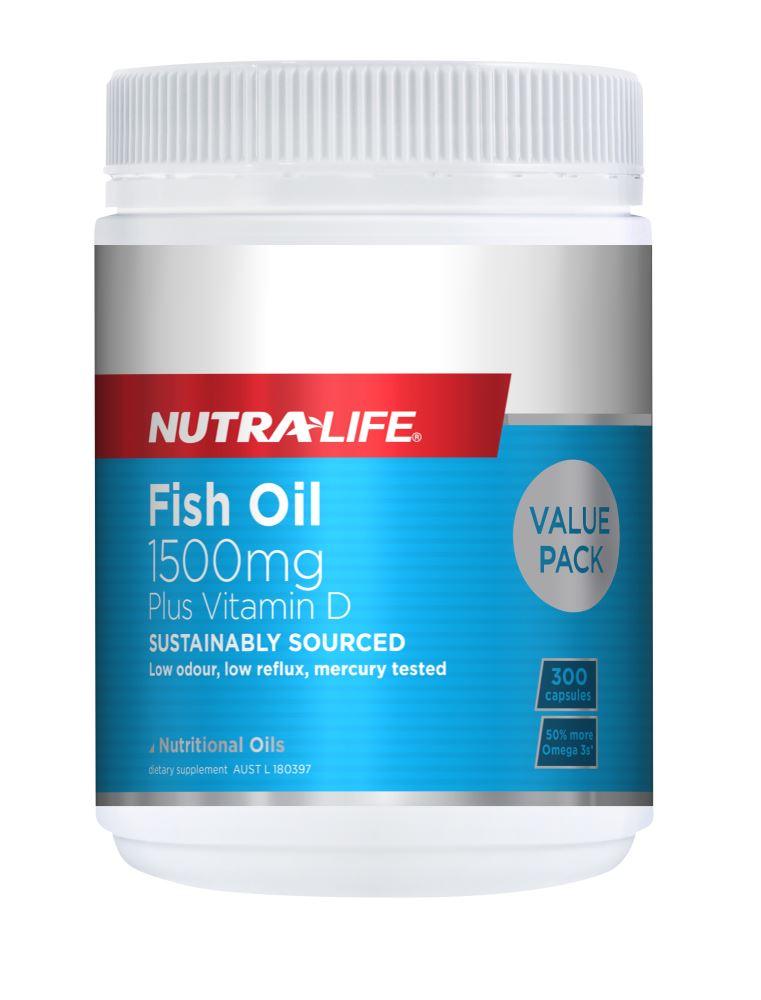 Nutralife Omega 3 Fish Oil 1500mg with Vit D Caps 300's