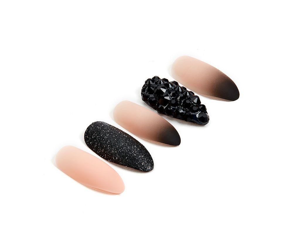 Ardell Nail Addict Artificial nail set- BLACK STUD&amp;PINK OMBR&Eacute;
