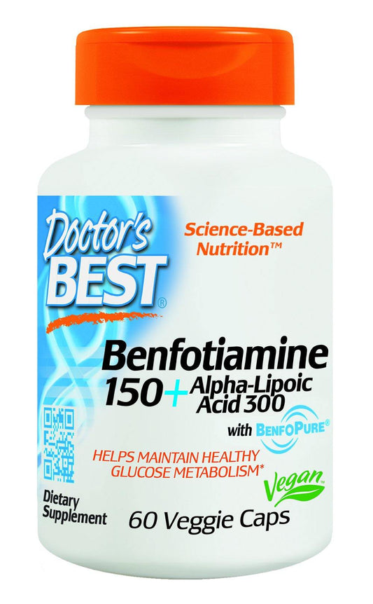 Doctor's Best Benfotiamine 150 + AlphaLipoic Acid 300 with BenfoPure 60 Veggie Caps