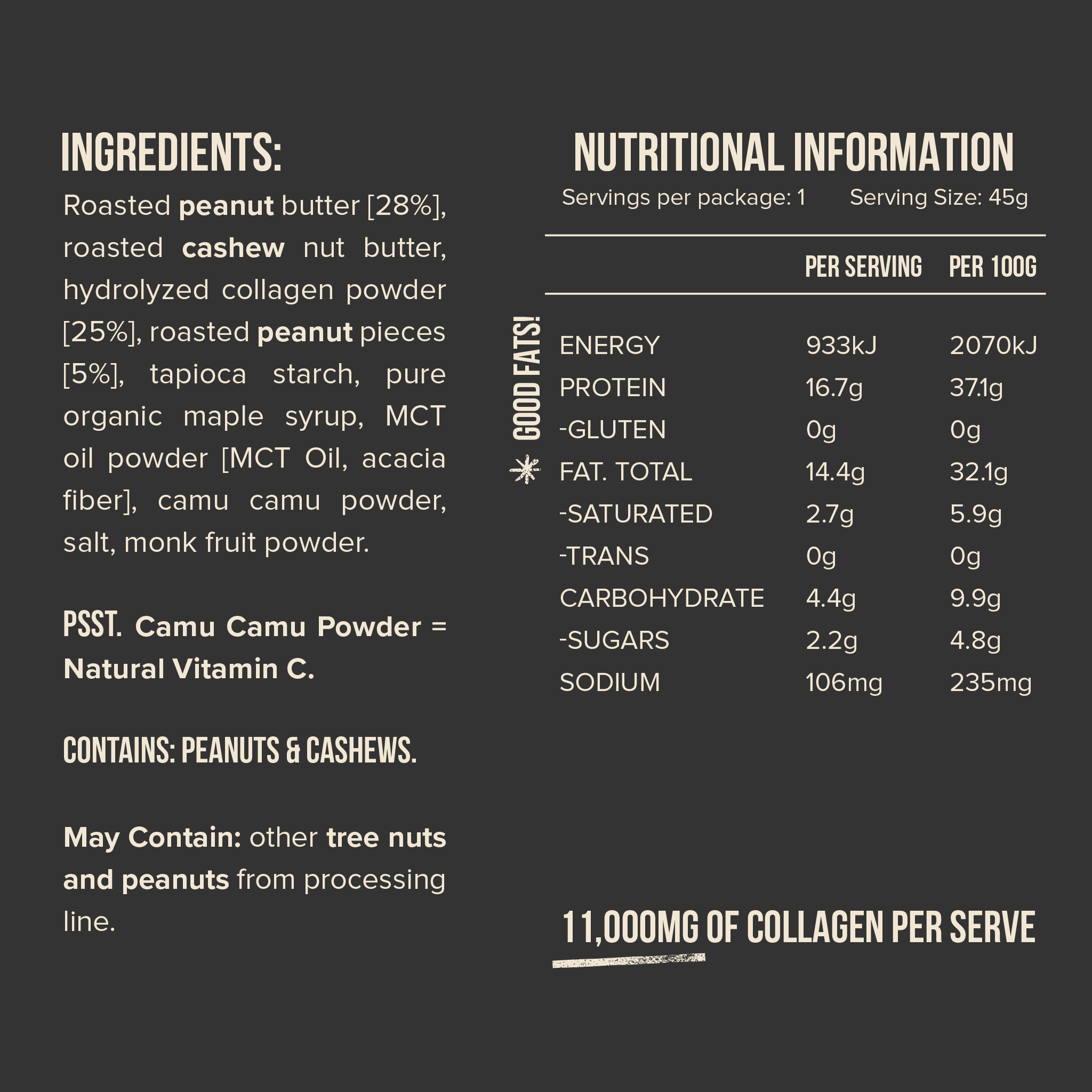 Chief Collagen Protein Bar  Peanut Butter 12 bars