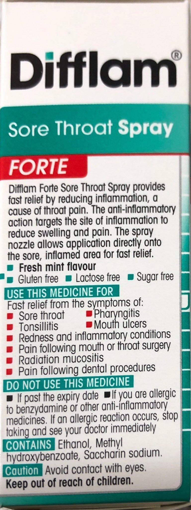 Difflam Sore throat spray FORTE 15ML - DominionRoadPharmacy