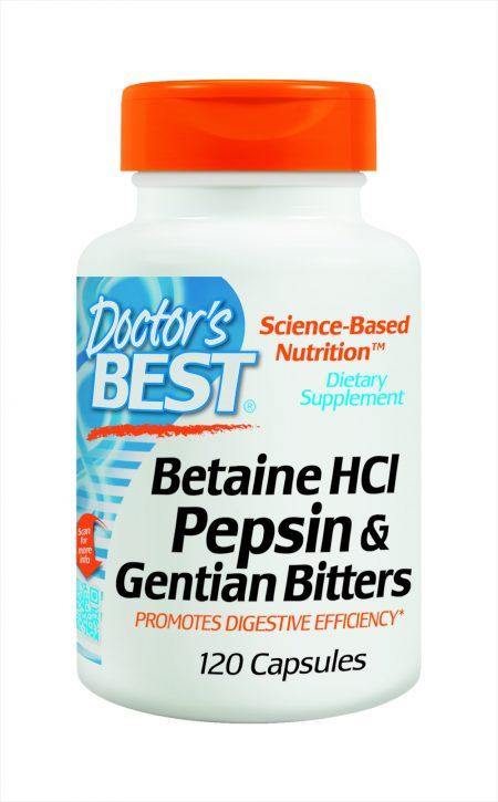 Doctor's Best Betaine HCL Pepsin & Gentian Bitters 120 Caps - DominionRoadPharmacy