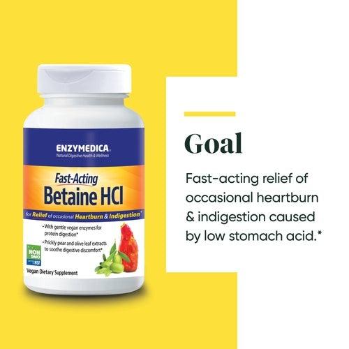 Enzymedica Fast Acting Betaine HCl 120 capsules
