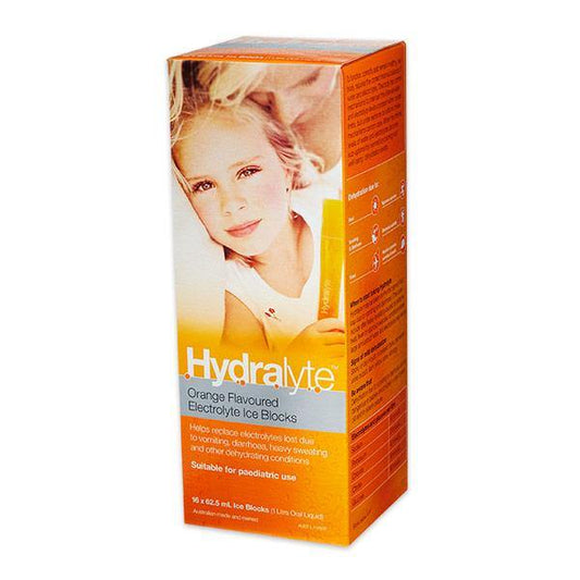 Hydralyte Orange Flavoured Electrolyte Ice Blocks 16 x 62.5 mL pack