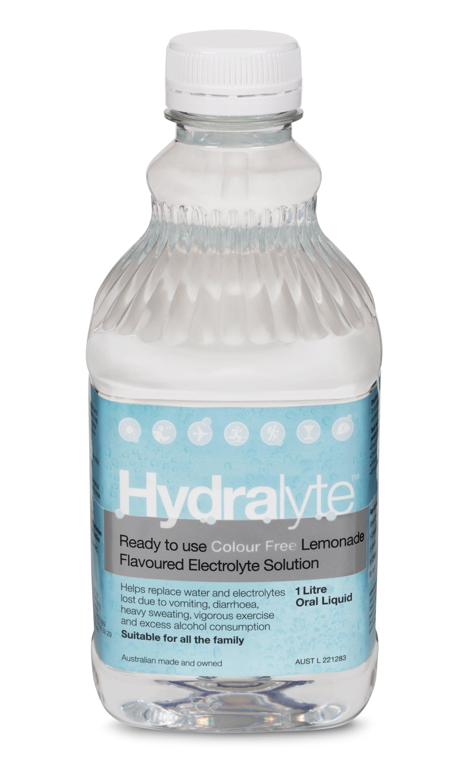 Hydralyte Ready to Drink colour free Lemonade Electrolyte Solution 1 litre
