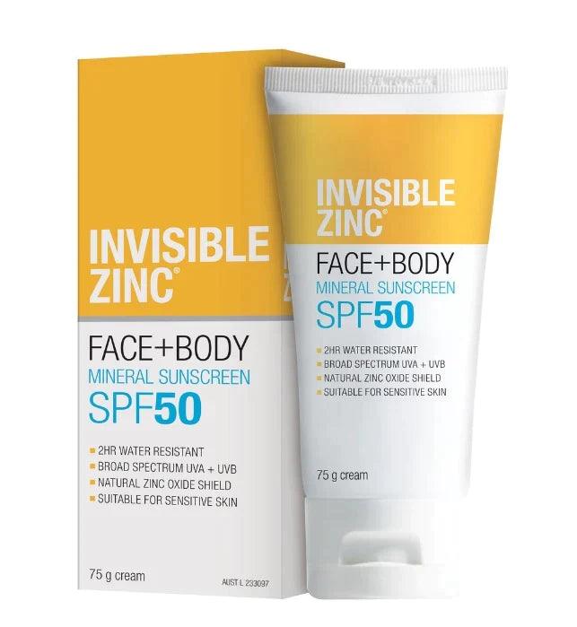 Invisible Zinc Face & Body SPF 50 UVA UVB 75g - DominionRoadPharmacy