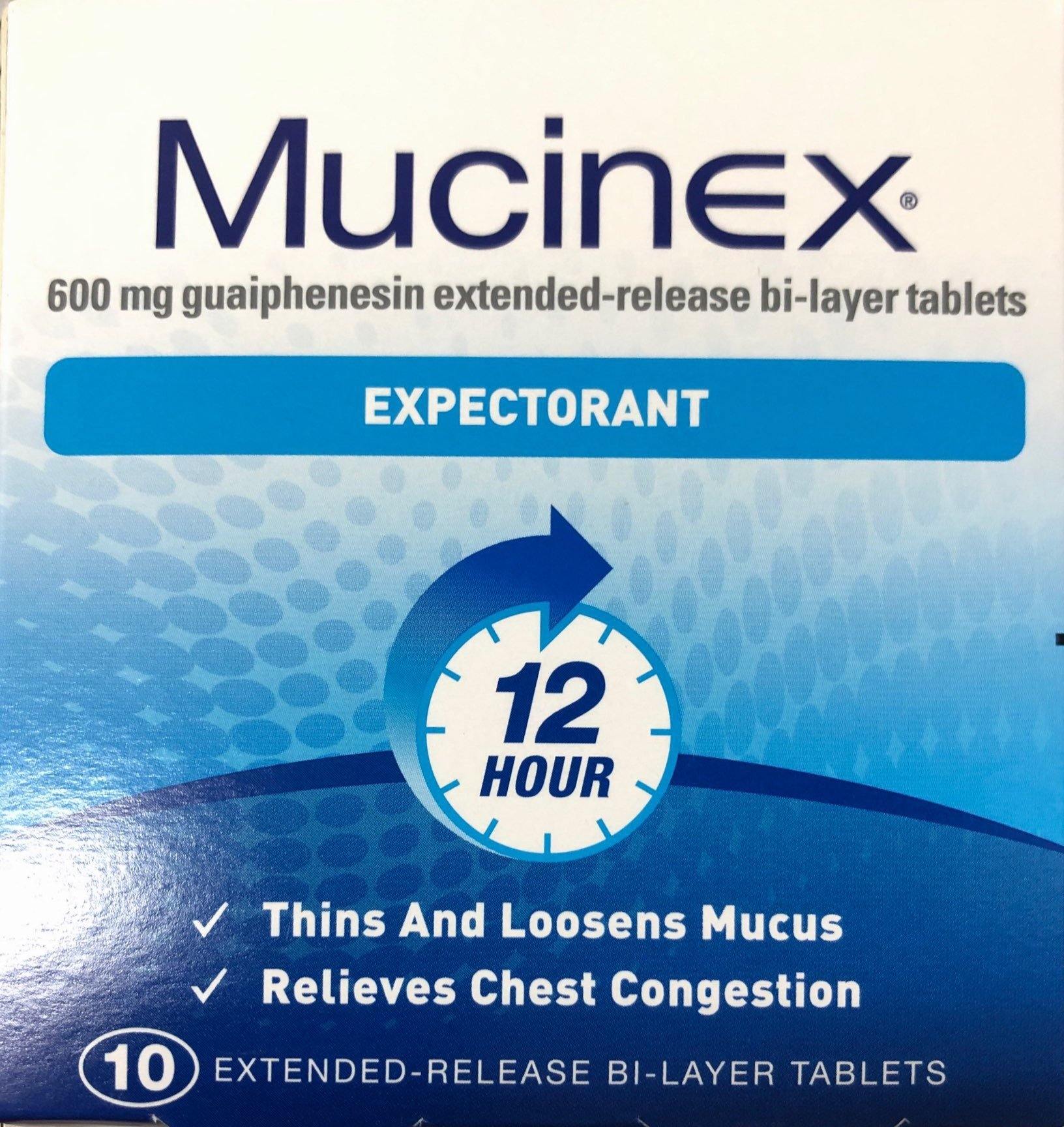 Mucinex Expectorant 12 hour relief 10 tablets