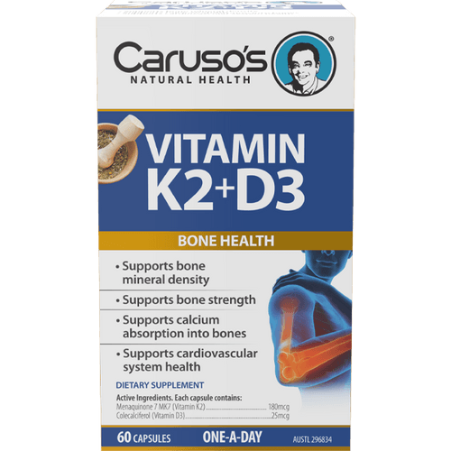 Caruso's Vitamin K2 + D3 60 Capsules - Nutritional Support