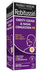 Robitussin Chesty Cough & Nasal Congestion PE 200 ml Pharmacy Medicine Quantity Restriction (1) Applies - DominionRoadPharmacy