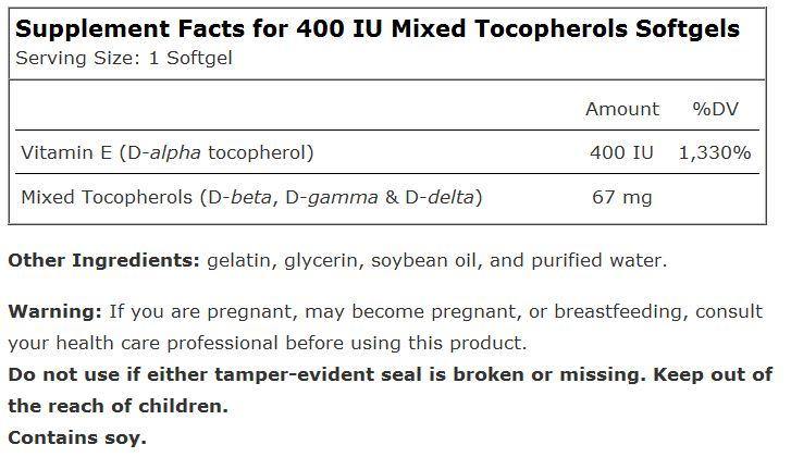 Source Naturals Vitamin E 400 IU 50 Softgels