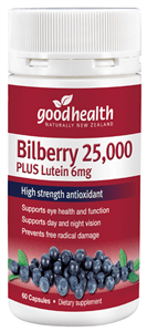 Good Health Bilberry 25,000mg Plus Lutein 6mg 60 Caps