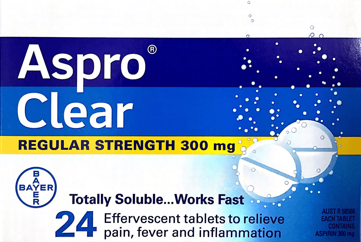 Aspro Clear Effervescent tablets 24 REGULAR STRENGTH 300 mg