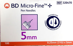 BD Micro-Fine Pen Needles 0.25mm (31G)*5mm 100's - DominionRoadPharmacy