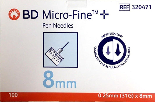 BD Micro-Fine Pen Needles 0.25mm (31G)*8mm 100's - DominionRoadPharmacy