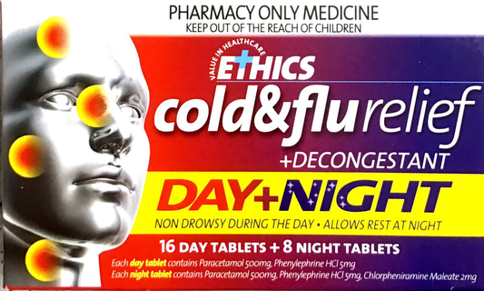 Ethics Cold & Flu Relief + Decongestant (Day + Night ) - DominionRoadPharmacy