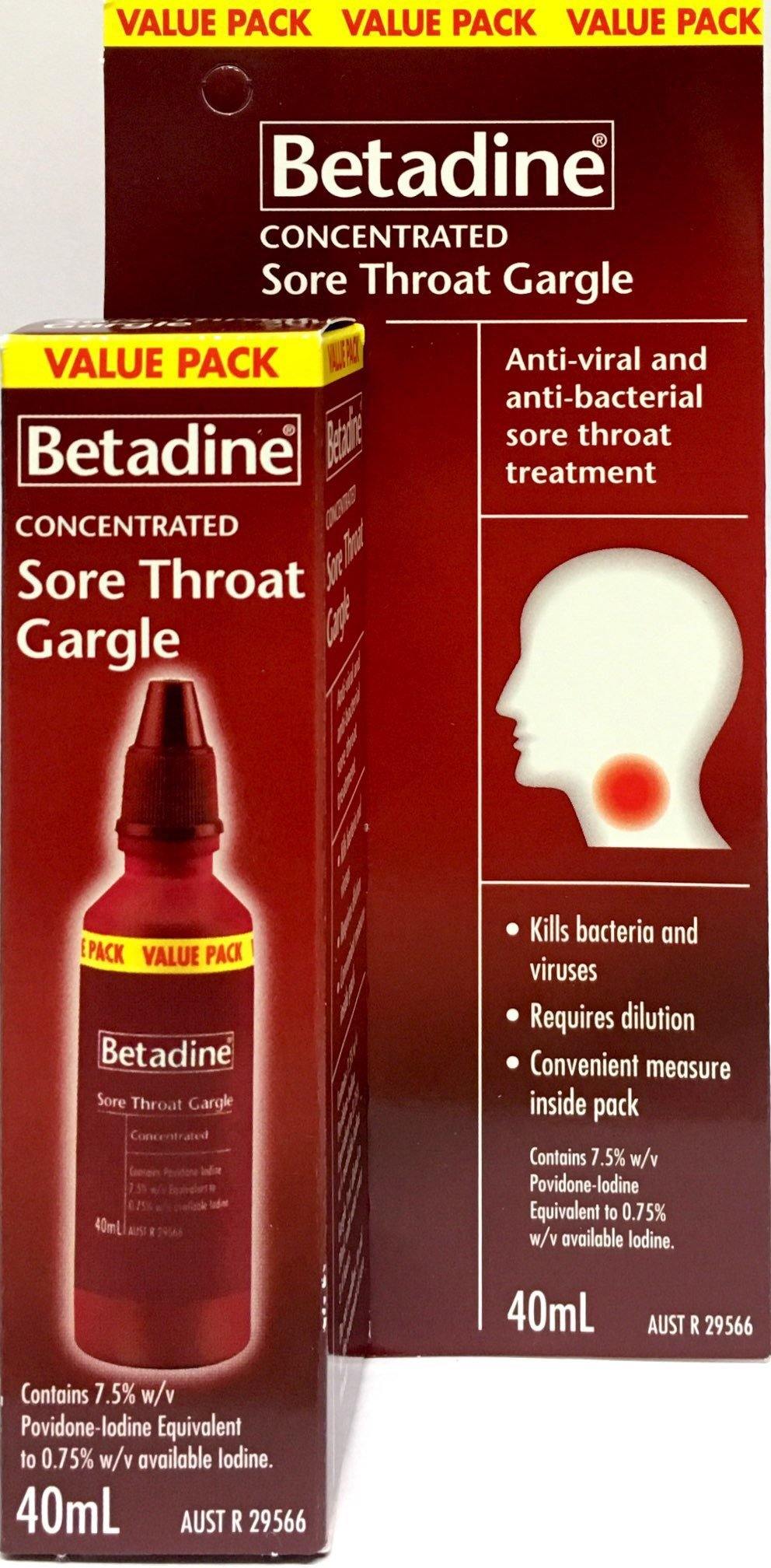 Betadine Concentrated Sore Throat Gargle Value Pack 40ml - DominionRoadPharmacy