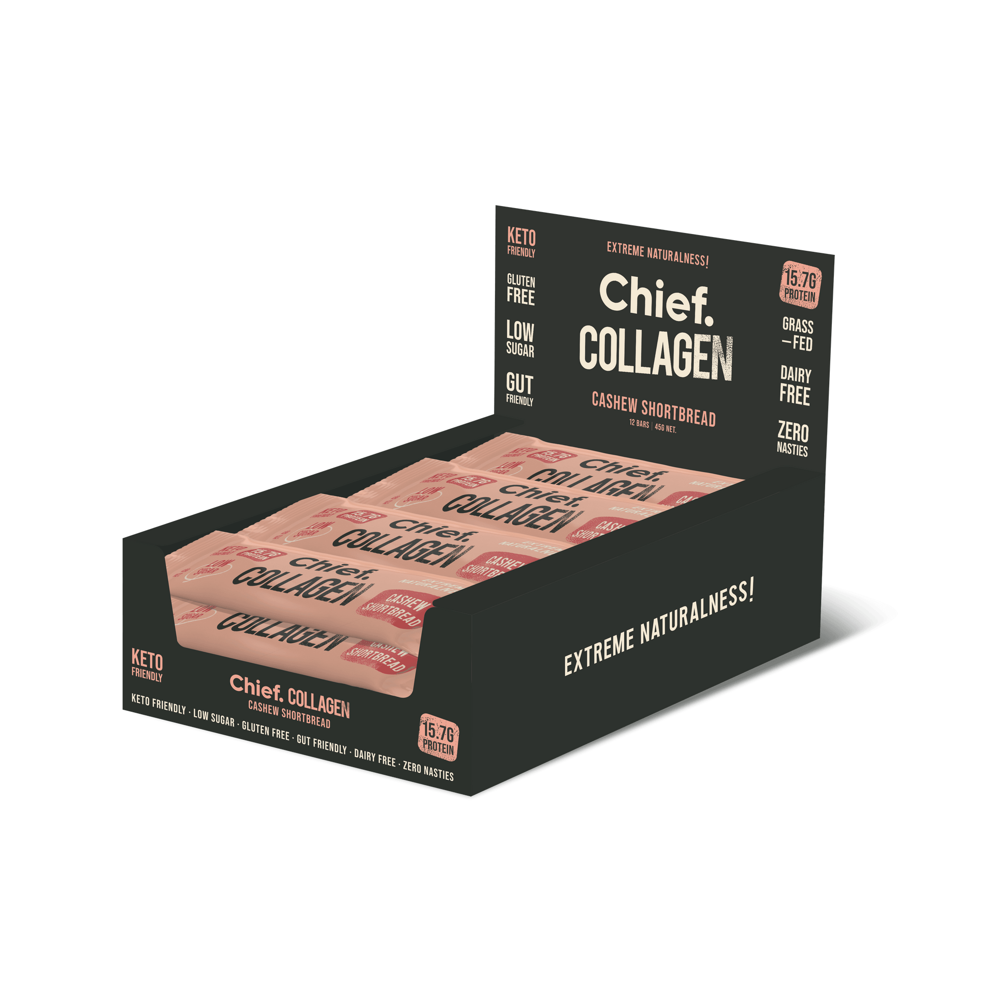 Chief Collagen Protein Bar  Cashew Shortbread 12 bars