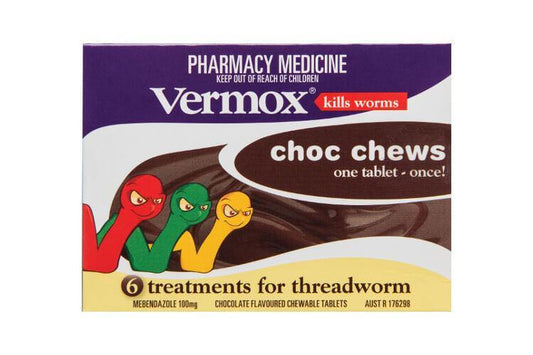 Vermox Choc Chews 6 tablets