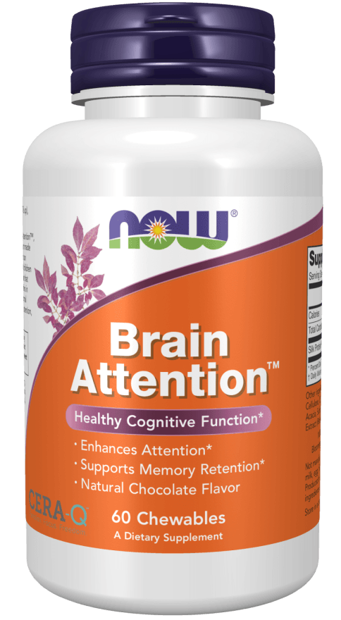 now Brain Attention, Natural Chocolate Flavour 60 chewables
