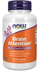 now Brain Attention, Natural Chocolate Flavour 60 chewables