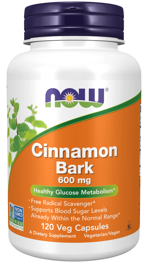 now Cinnamon Bark 600 mg 120 Veg Capsules