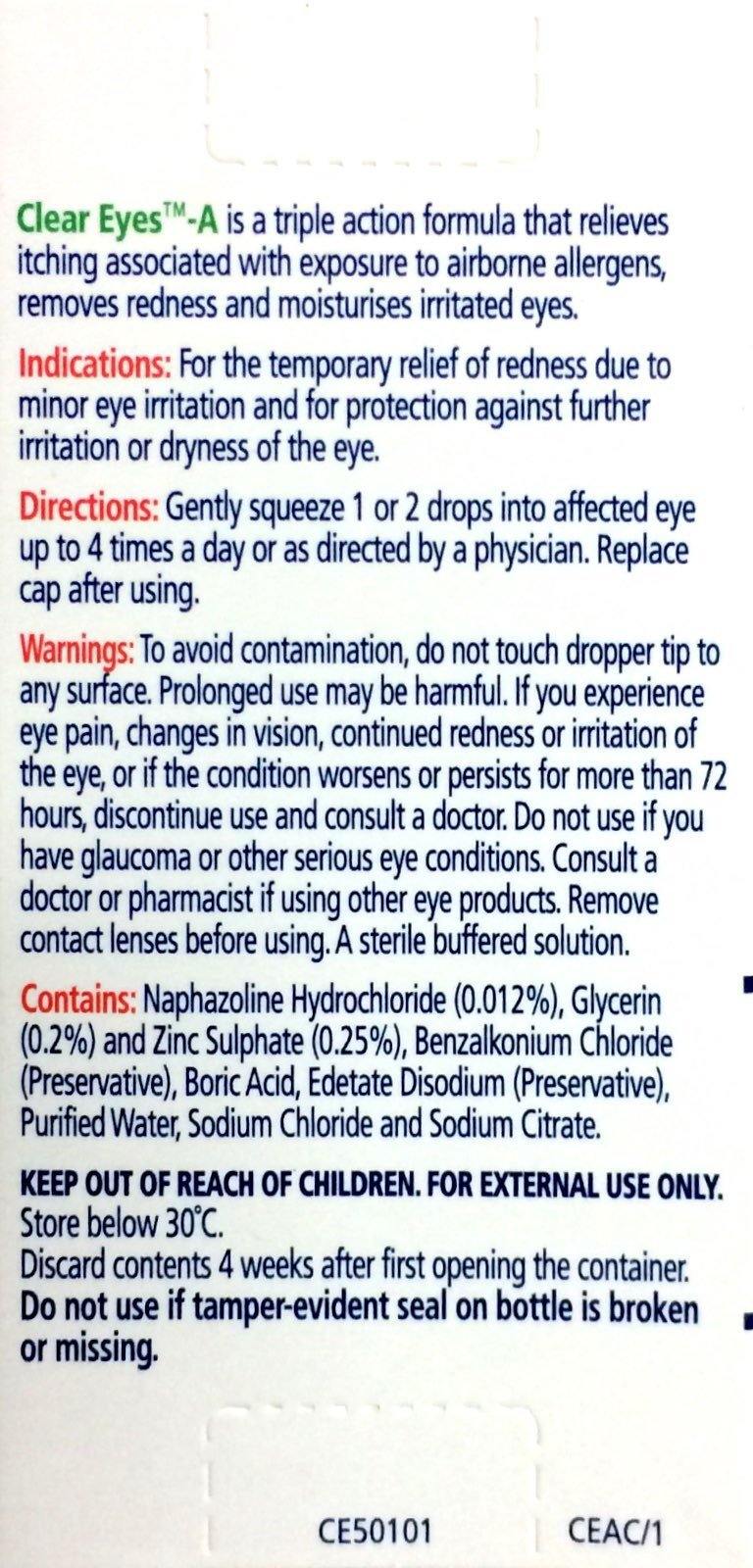 Clear Eyes-A Allergy Eye Drops 15ml - DominionRoadPharmacy