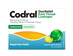 Codral DuoRelief Sore Throat Lozenges Lime &amp; Lemon 16 lozenges