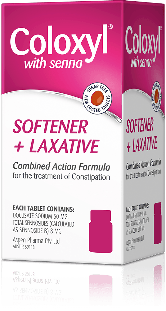 Coloxyl with Senna For Constipation - Stool Softener + Stimulant Laxative 90 Tablets - DominionRoadPharmacy
