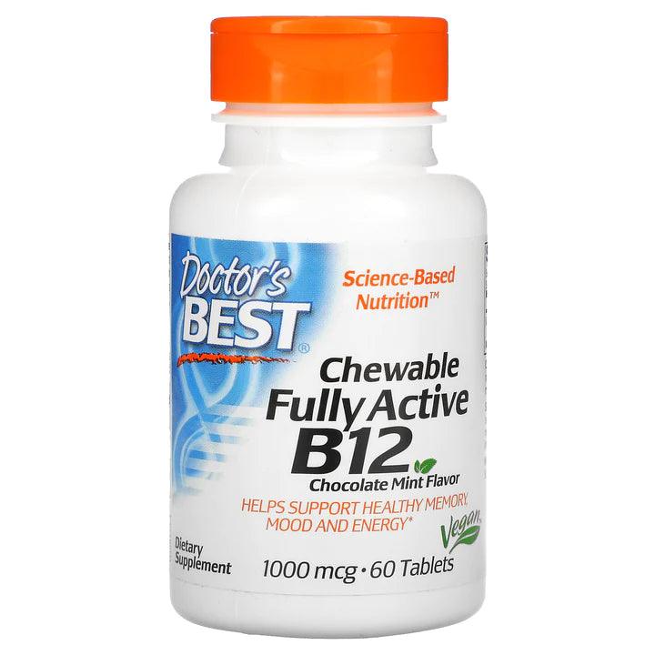 Doctors Best Chewable Fully Active B12 Chocolate Mint 1000 mcg 60 Tablets